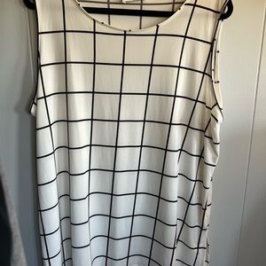Zenana Outfitters White and Black Grid Tank Top